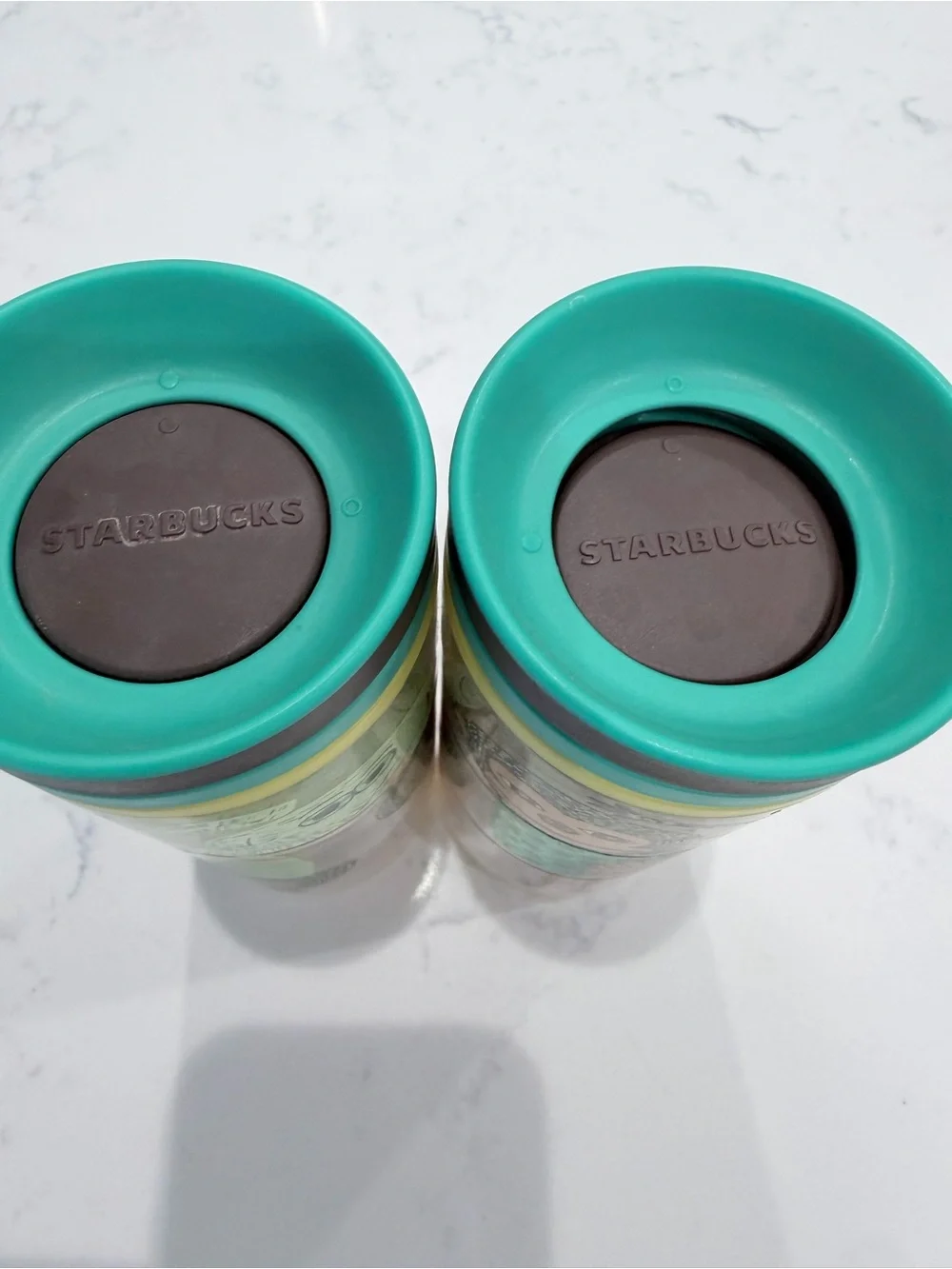 Starbucks vintage Pet Water Tumbler - Green and Yellow